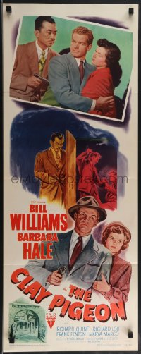 3w0570 CLAY PIGEON insert 1949 Barbara Hale & Bill Williams, Widhoff film noir art!