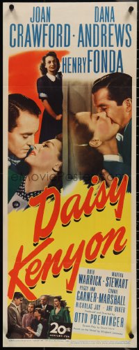 3w0572 DAISY KENYON insert 1947 Joan Crawford, Henry Fonda, Dana Andrews, directed by Otto Preminger!