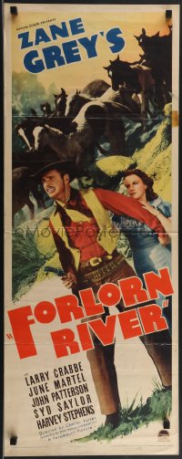 3w0584 FORLORN RIVER insert 1937 Buster Crabbe, Zane Grey's romance of the West, ultra rare!