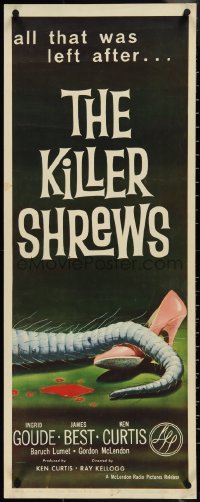 3w0598 KILLER SHREWS insert 1959 classic horror art of all that was left after the monster attack!