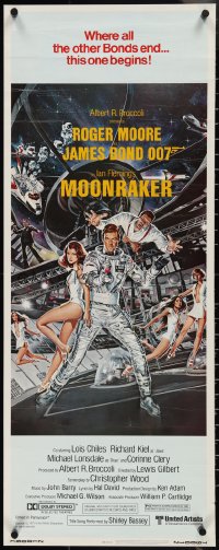 3w0608 MOONRAKER insert 1979 art of Moore as James Bond & sexy Lois Chiles by Goozee!