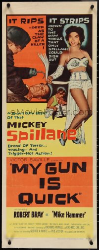 3w0610 MY GUN IS QUICK insert 1957 Mickey Spillane, introducing Robert Bray as Mike Hammer!