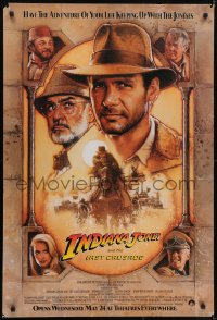 3w0811 INDIANA JONES & THE LAST CRUSADE advance 1sh 1989 Ford/Connery over a brown background by Drew