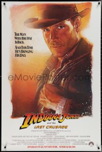 3w0812 INDIANA JONES & THE LAST CRUSADE advance 1sh 1989 Struzan art of Ford on white background!