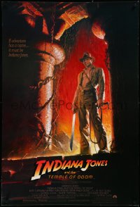 3w0814 INDIANA JONES & THE TEMPLE OF DOOM 1sh 1984 adventure is Harrison Ford's name, Wolfe art!