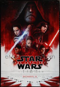 3w0841 LAST JEDI advance DS 1sh 2017 Star Wars, incredible sci-fi image of Hamill, Driver & Ridley!