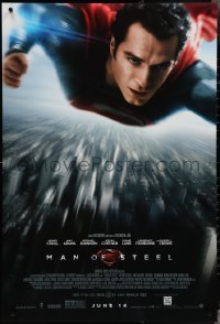 3w0870 MAN OF STEEL advance DS 1sh 2013 Henry Cavill in the title role as Superman flying!