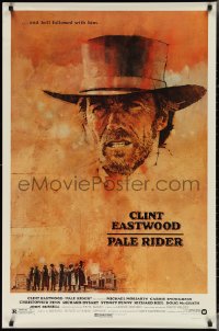 3w0894 PALE RIDER 1sh 1985 close-up artwork of cowboy Clint Eastwood by C. Michael Dudash!