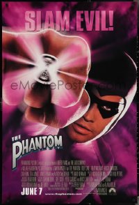 3w0897 PHANTOM advance 1sh 1996 Lee Falk, masked hero Billy Zane in the title role, slam evil!