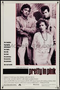 3w0907 PRETTY IN PINK 1sh 1986 great portrait of Molly Ringwald, Andrew McCarthy & Jon Cryer!