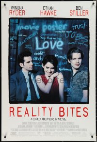 3w0921 REALITY BITES DS 1sh 1994 great image of Winona Ryder between Ben Stiller & Ethan Hawke!