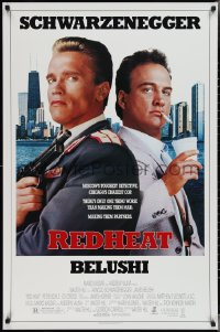 3w0922 RED HEAT 1sh 1988 great image of cops Arnold Schwarzenegger & James Belushi!