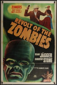 3w0931 REVOLT OF THE ZOMBIES 1sh R1947 cool artwork, they're not dead and they're not alive!