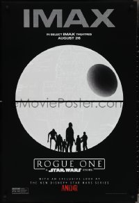 3w0942 ROGUE ONE IMAX DS 1sh R2022 Star Wars, art of Death Star with silhouettes of the cast!