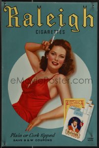 3w0326 BROWN & WILLIAMSON 10x16 advertising poster 1940s sexy woman smoking in red dress!