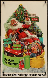 3w0554 COCA-COLA 16x26 advertising poster 1970s Santa asks is there plenty at your house?