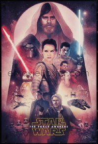 3w0096 FORCE AWAKENS #183/300 24x36 art print 2016 awesome sci-fi art montage by Adam Relf!