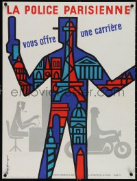 3w0199 LA POLICE PARISIENNE 23x30 French special poster 1960s Guy Georget silhouette art!