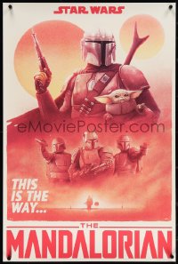 3w0135 MANDALORIAN #34/250 24x36 art print 2020 the bounty hunter with 'Baby Yoda' by Walker!