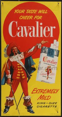 3w0334 R.J. REYNOLDS 11x21 advertising poster 1950 your taste will cheer for Cavalier cigarettes!