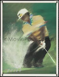 3w0186 VICTOR SPAHN 26x34 French art print 1980s great art of golfer swinging out of sand trap!