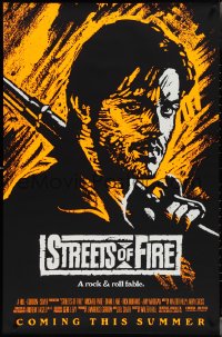 3w0990 STREETS OF FIRE advance 1sh 1984 Walter Hill, Riehm orange dayglo art, a rock & roll fable!