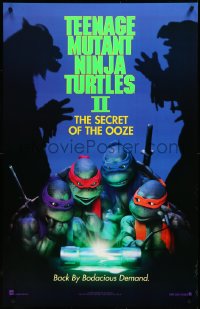 3w0996 TEENAGE MUTANT NINJA TURTLES II teaser DS 25x39 1sh 1991 Secret of the Ooze, borderless design!