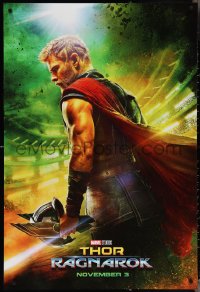 3w1002 THOR RAGNAROK teaser DS 1sh 2017 great image of Chris Hemsworth in the title role w/helmet!