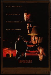 3w1023 UNFORGIVEN DS 1sh 1992 gunslinger Clint Eastwood, Gene Hackman, Morgan Freeman, Harris!