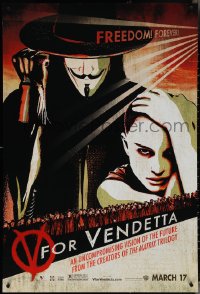 3w1025 V FOR VENDETTA teaser 1sh 2005 Wachowskis, Natalie Portman, Hugo Weaving w/ raised fist!