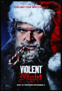 3w1028 VIOLENT NIGHT teaser DS 1sh 2022 creepy David Harbour as Santa Claus, you better watch out!