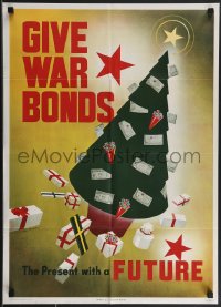 3w0305 GIVE WAR BONDS THE PRESENT WITH A FUTURE 20x28 WWII war poster 1943 Snider Xmas tree art!