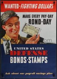 3w0307 UNITED STATES DEFENSE BONDS STAMPS 20x28 WWII war poster 1942 make pay-day bond-day!