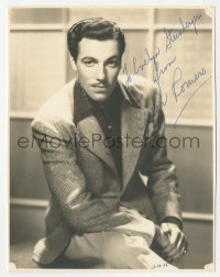 3x0443 CESAR ROMERO signed deluxe 6.75x8.5 still 1936 great seated portrait with his legs crossed!