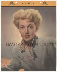 3x0354 LANA TURNER signed Dixie ice cream premium 1948 head & shoulders portrait with short hair!