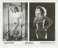 3x0518 KELLY LEBROCK signed 8x9.75 still 1985 sexy near-naked split image from Weird Science!