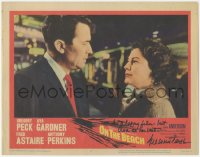 3x0241 ON THE BEACH signed LC #7 1959 by Gregory Peck, who's close up with beautiful Ava Gardner!