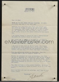 3x0087 JEANETTE MACDONALD signed letter 1944 great content to reviewer who was her personal friend!