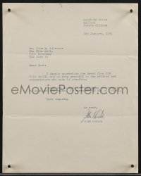 3x0090 JOHN HUSTON signed letter 1954 thanking Film Daily editor for the award he was given!