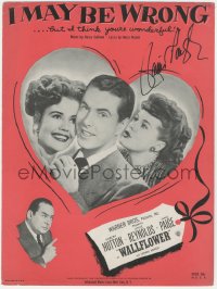 3x0294 JANIS PAIGE signed sheet music 1948 the song I May Be Wrong from Wallflower!