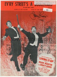 3x0296 JERRY LEWIS signed sheet music 1954 the song Ev'ry Street's a Boulevard from Living It Up!