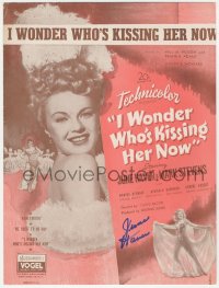 3x0301 JUNE HAVER signed sheet music 1947 the title song from I Wonder Who's Kissing Her Now!