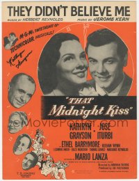 3x0303 KATHRYN GRAYSON signed sheet music 1949 They Didn't Believe Me from That Midnight Kiss!