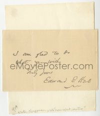 3x0365 EDWARD EVERETT HALE signed 3x5 cut album page 1890s he wrote The Man Without a Country!