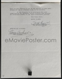 3x0069 DANA ANDREWS signed contract agreement 1945 Sam Goldwyn won't pay him while on Lux radio!