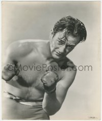 3y0217 CONFLICT deluxe 10.5x12.75 still 1936 best c/u of barechested boxer John Wayne ready to fight!