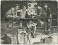 3y0219 DEAD END deluxe 11x13.75 still 1937 portrait of the juvenile delinquents by Dead End sign!