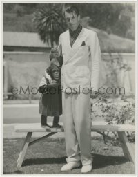 3y0239 GARY COOPER deluxe 10.75x13.75 still 1932 posing with his chimpanzee Toluca by Otto Dyar!