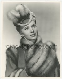 3y0260 JESSICA TANDY deluxe 10.25x13 still 1944 beautiful young British stage star wearing fur coat!