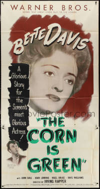 3y0154 CORN IS GREEN 3sh 1945 super c/u of Bette Davis, who lives in an Welsh mining town, rare!